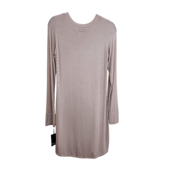 NWT REVOLVE Michael Lauren Tan Cream Long Sleeve Henley Dress Size Large - Picture 3 of 15